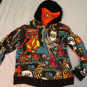 Large Volcom Monster Fur Lined Hoodie with Face cover